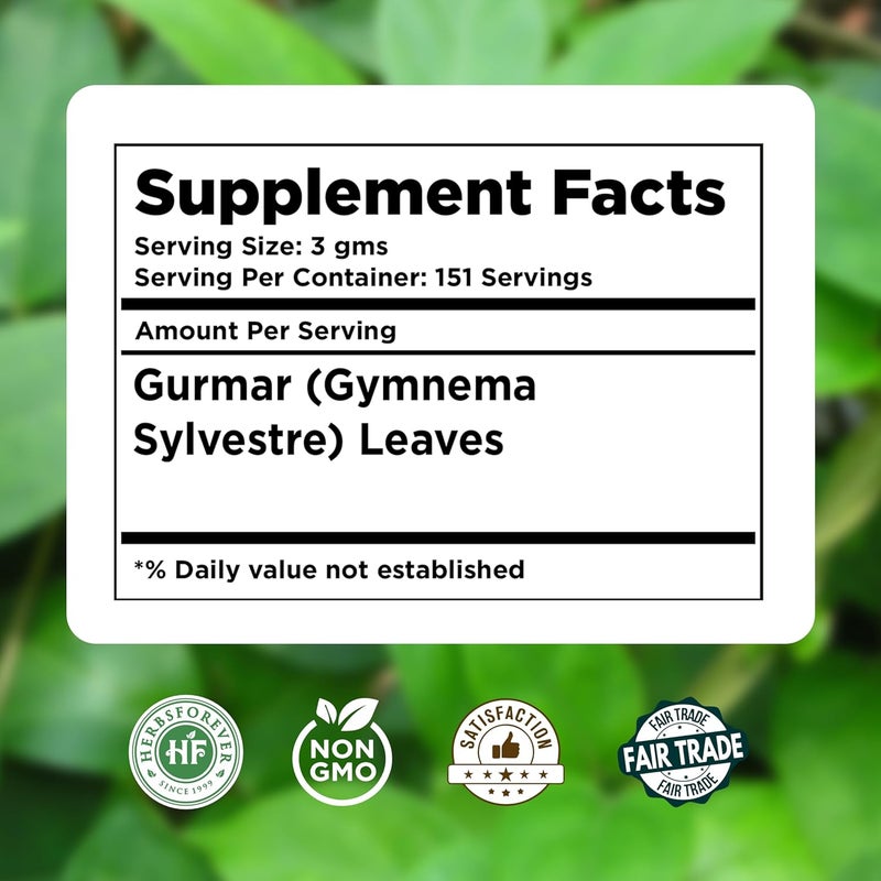 Herbsforever Gurmar Powder Leaves Powder Gymnema Sylvestre Support Healthy Sweet Level Non GMO, Organic, Vegan 230 GMS - Image 4